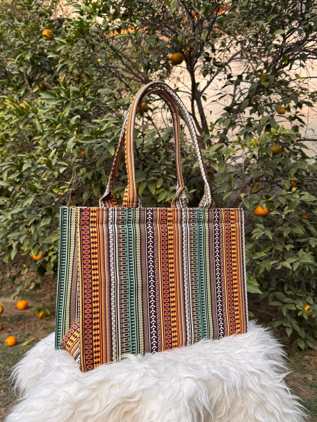 Boho Pattern Canvas Book Tote