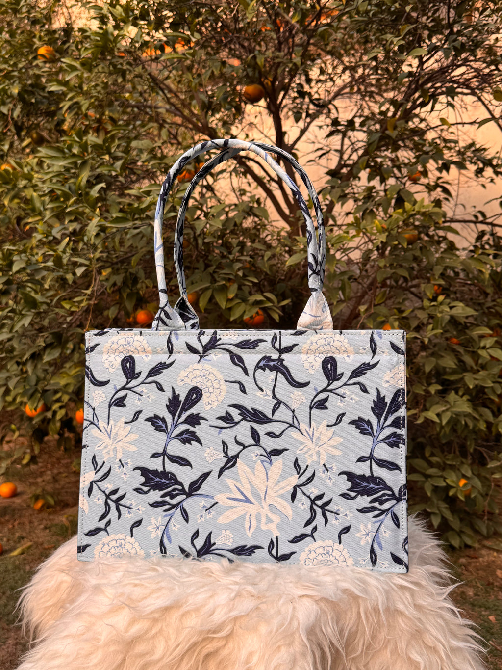 Sky Bloom Canvas Tote