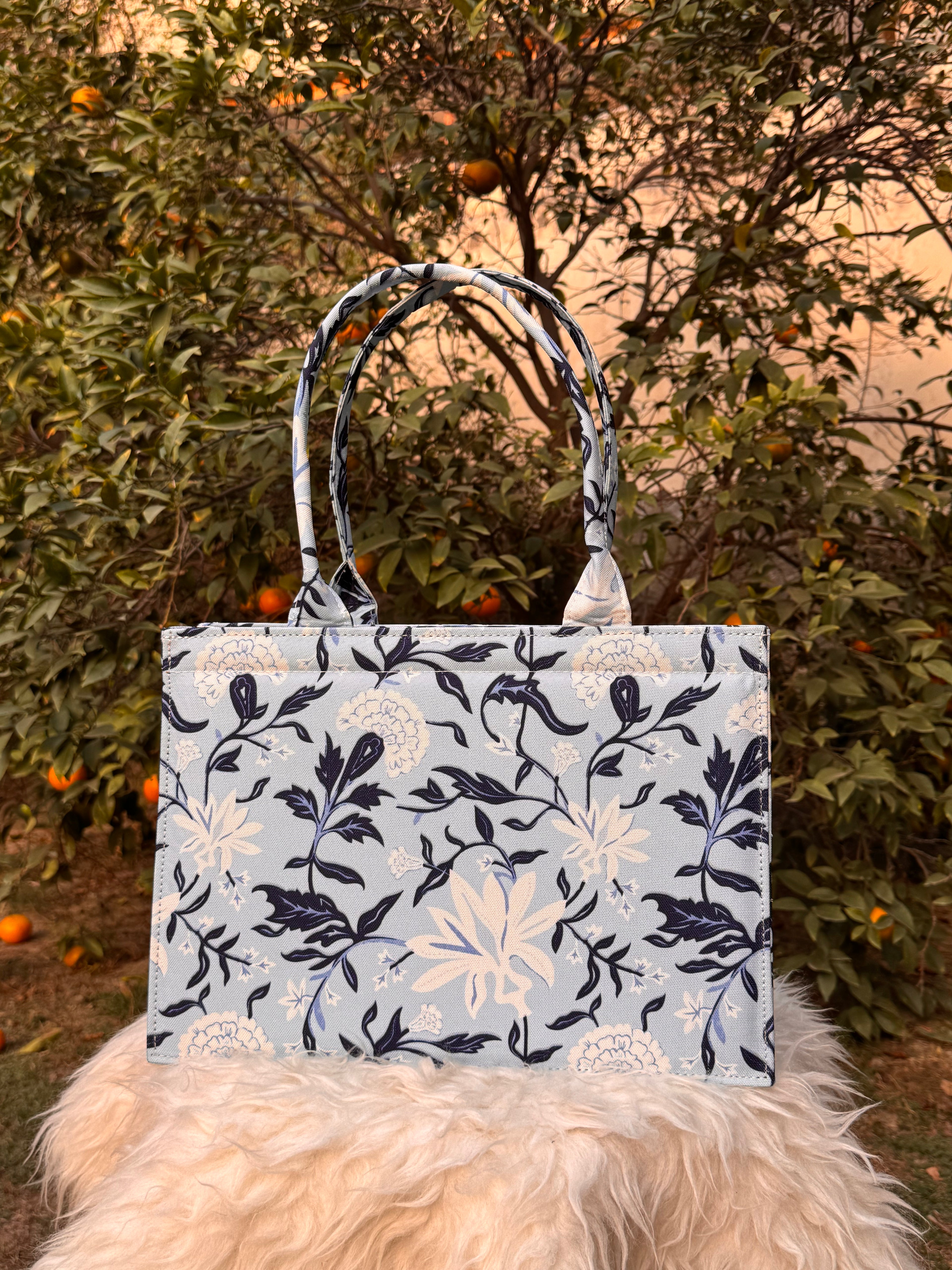 Sky Bloom Canvas Tote