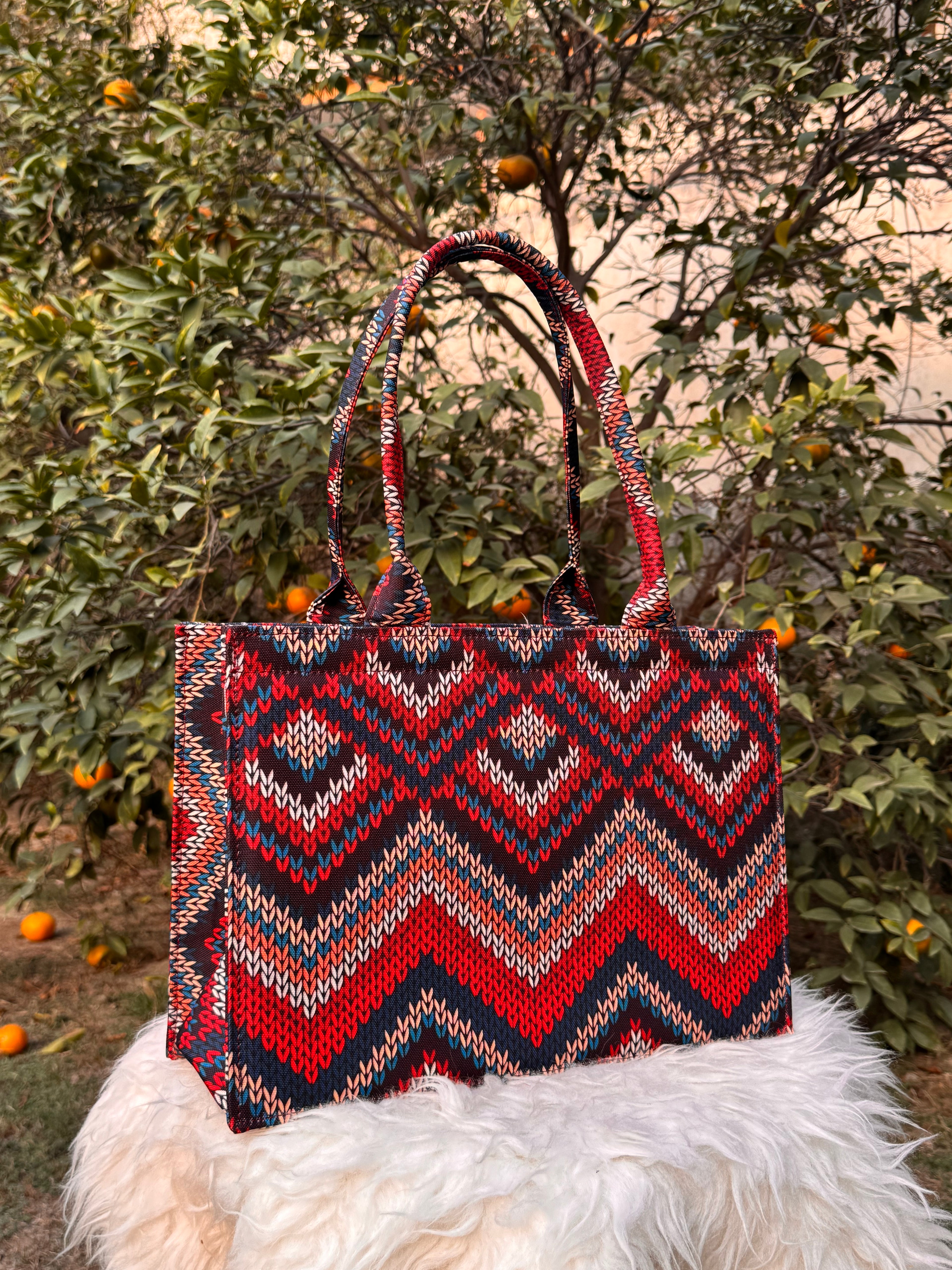 Rustic Wave Canvas Tote