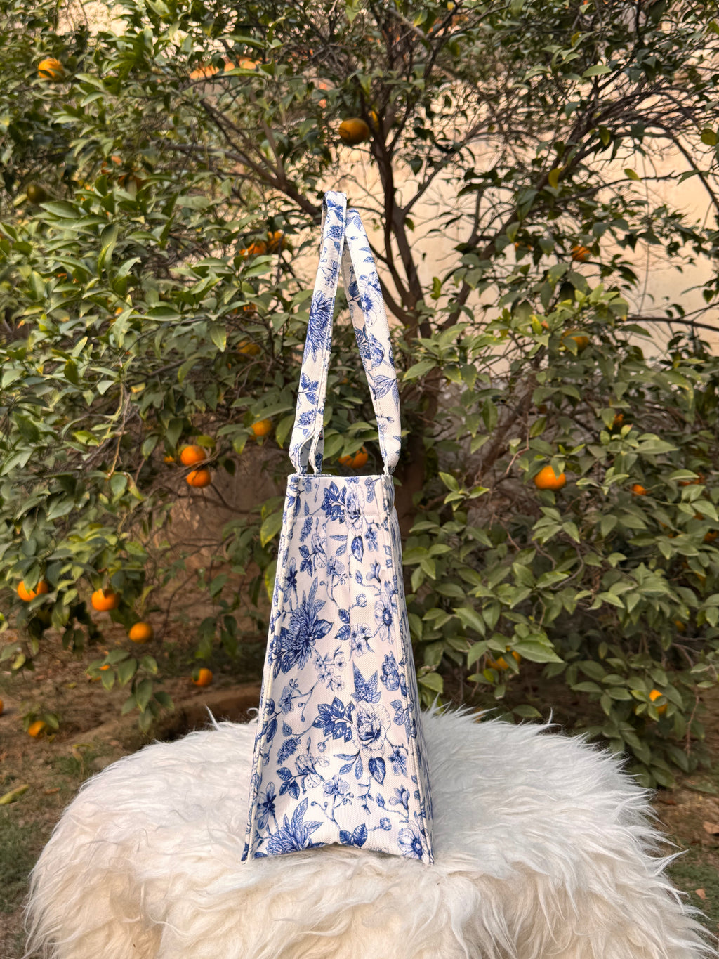 Blue Garden Floral Tote