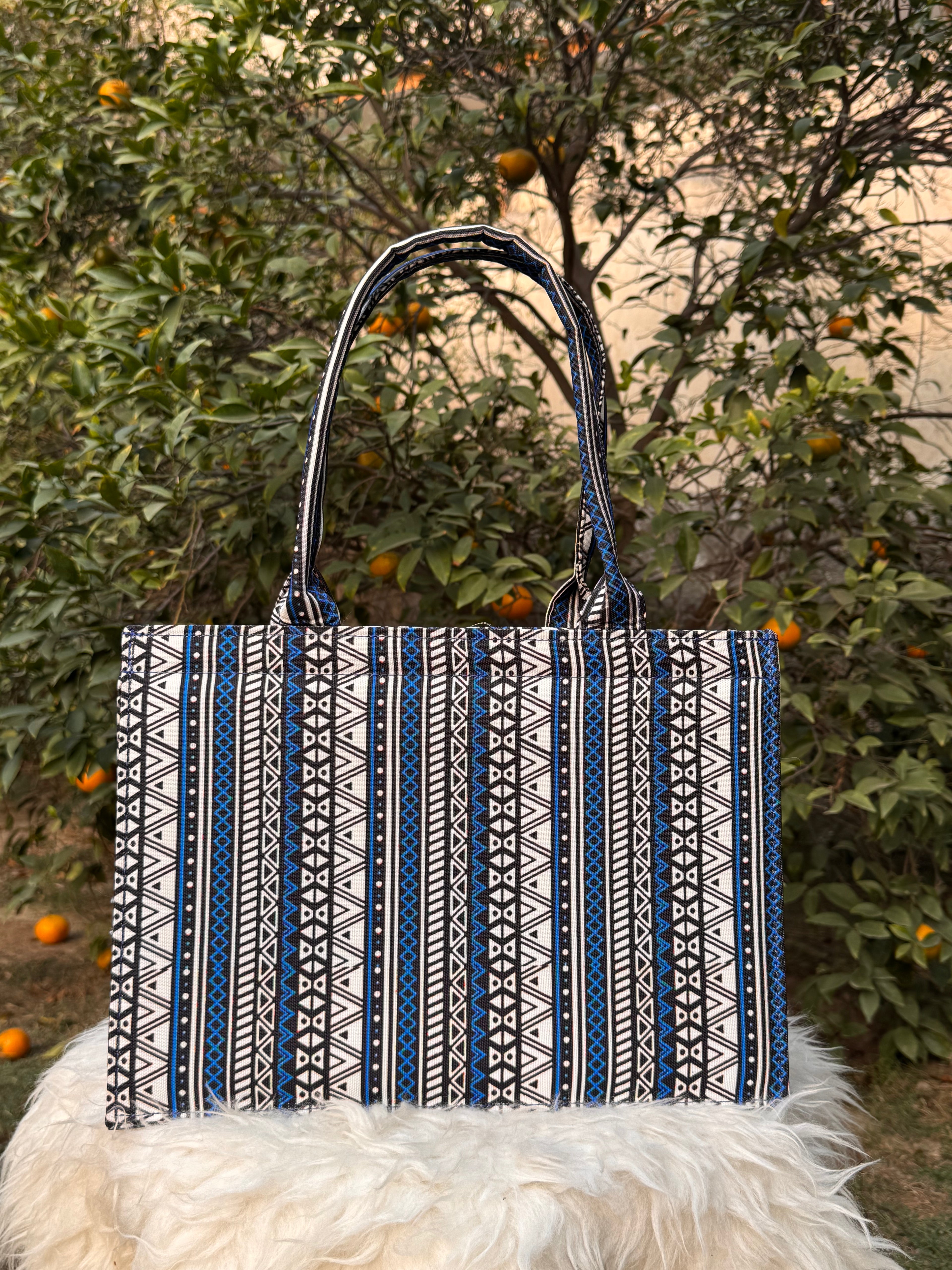 Indigo Tribal Canvas Tote