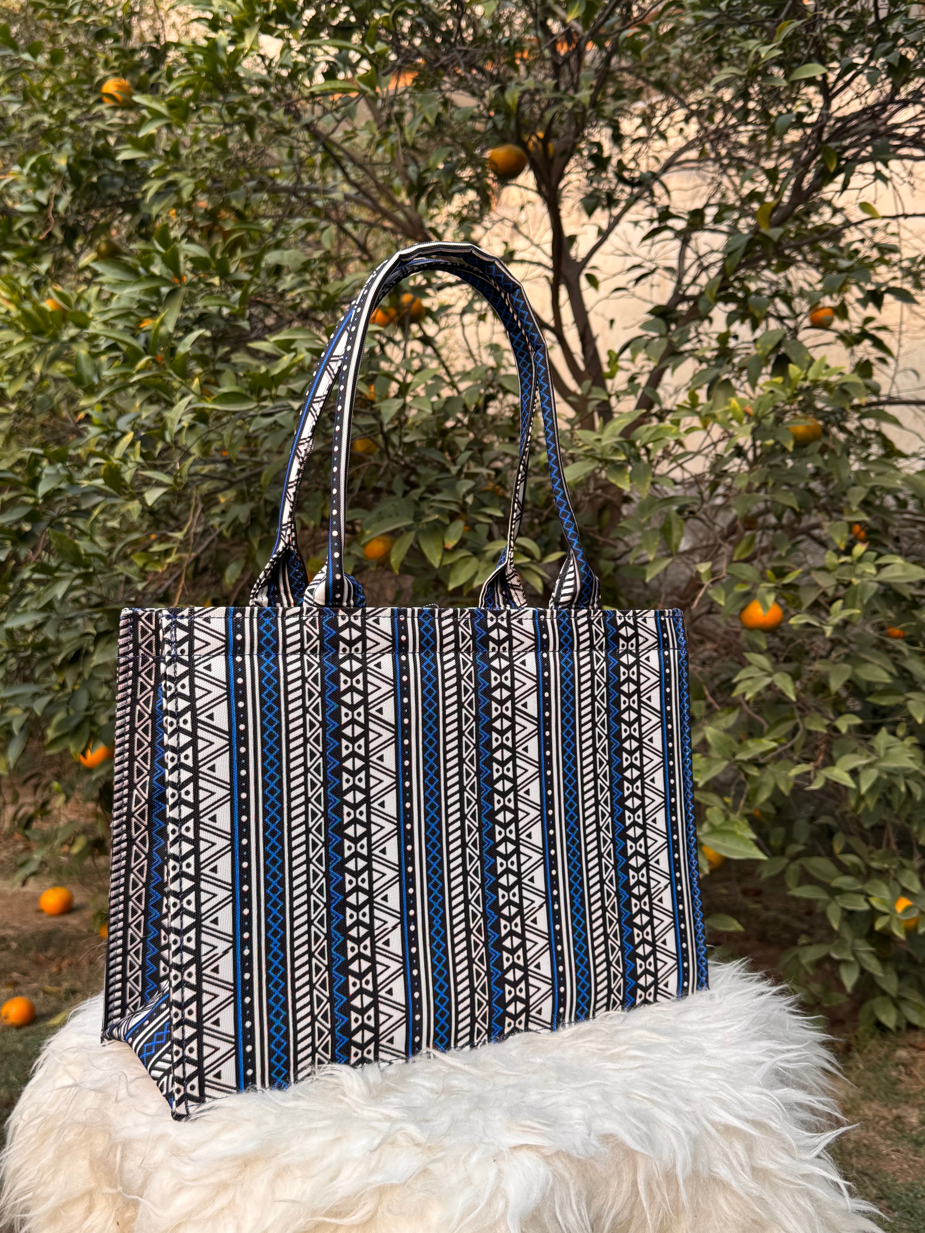 Indigo Tribal Canvas Tote