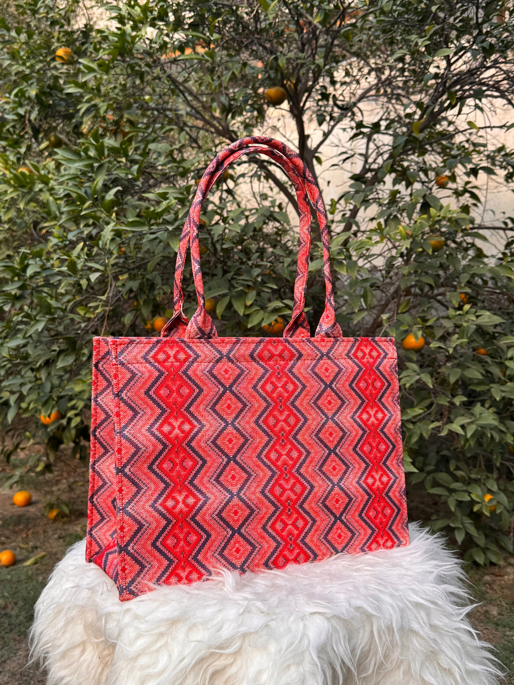 Ember Zigzag Canvas Tote