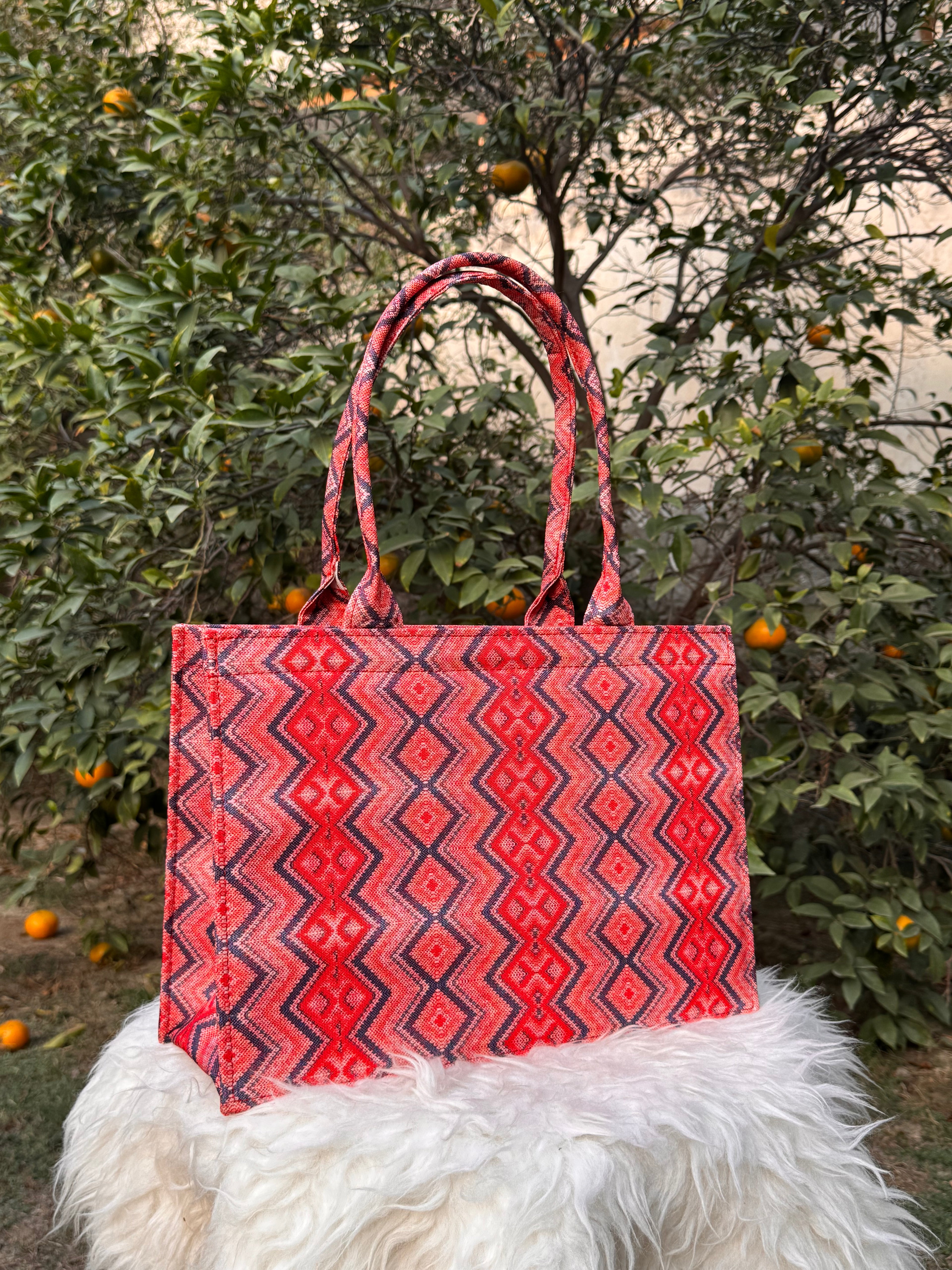 Ember Zigzag Canvas Tote