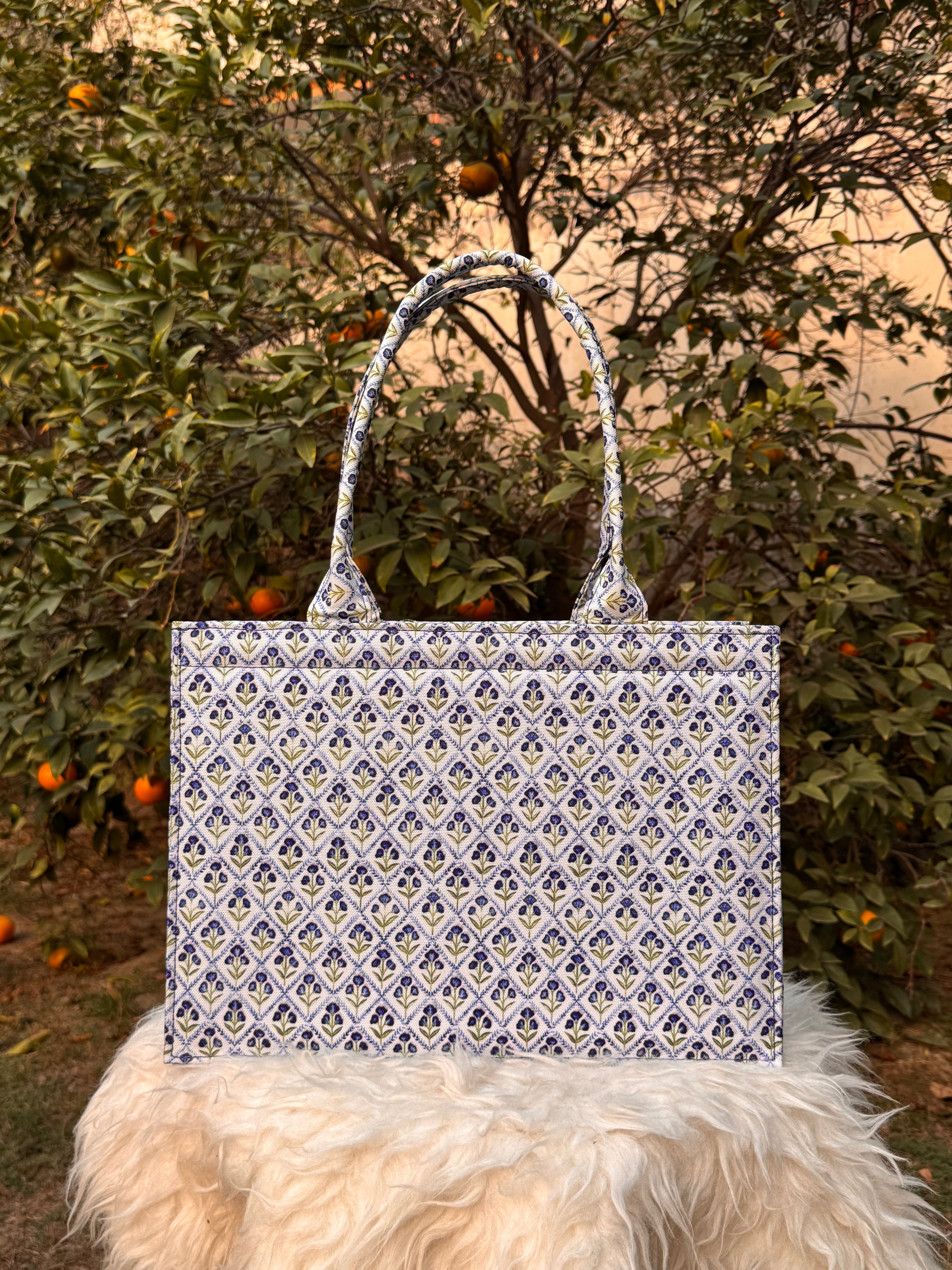 Blue Mosaic Canvas Tote