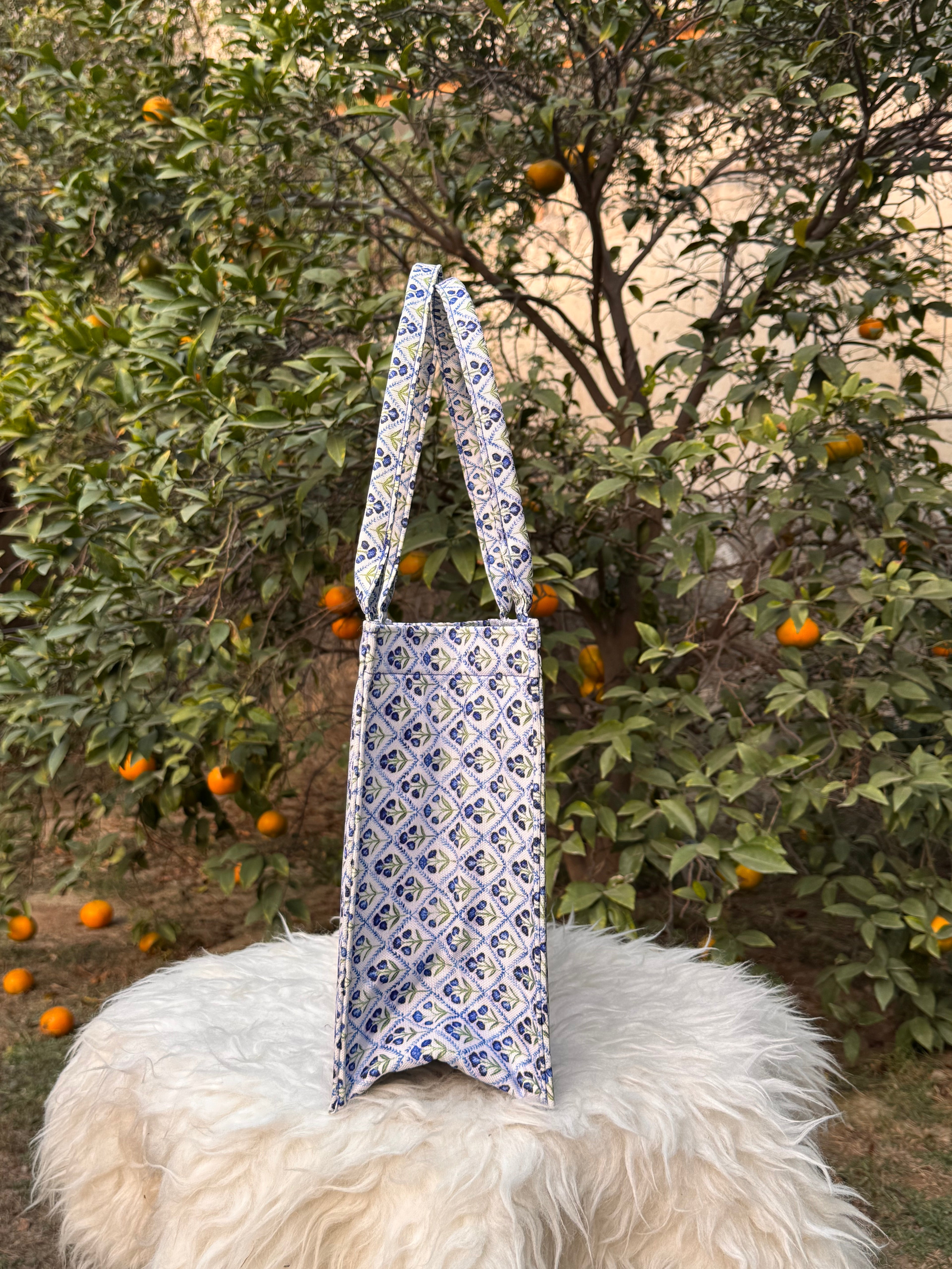 Blue Mosaic Canvas Tote