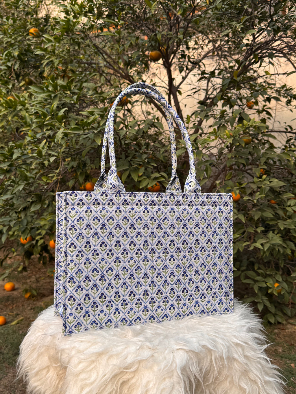 Blue Mosaic Canvas Tote