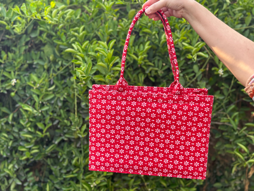 Crimson Bloom Canvas Tote