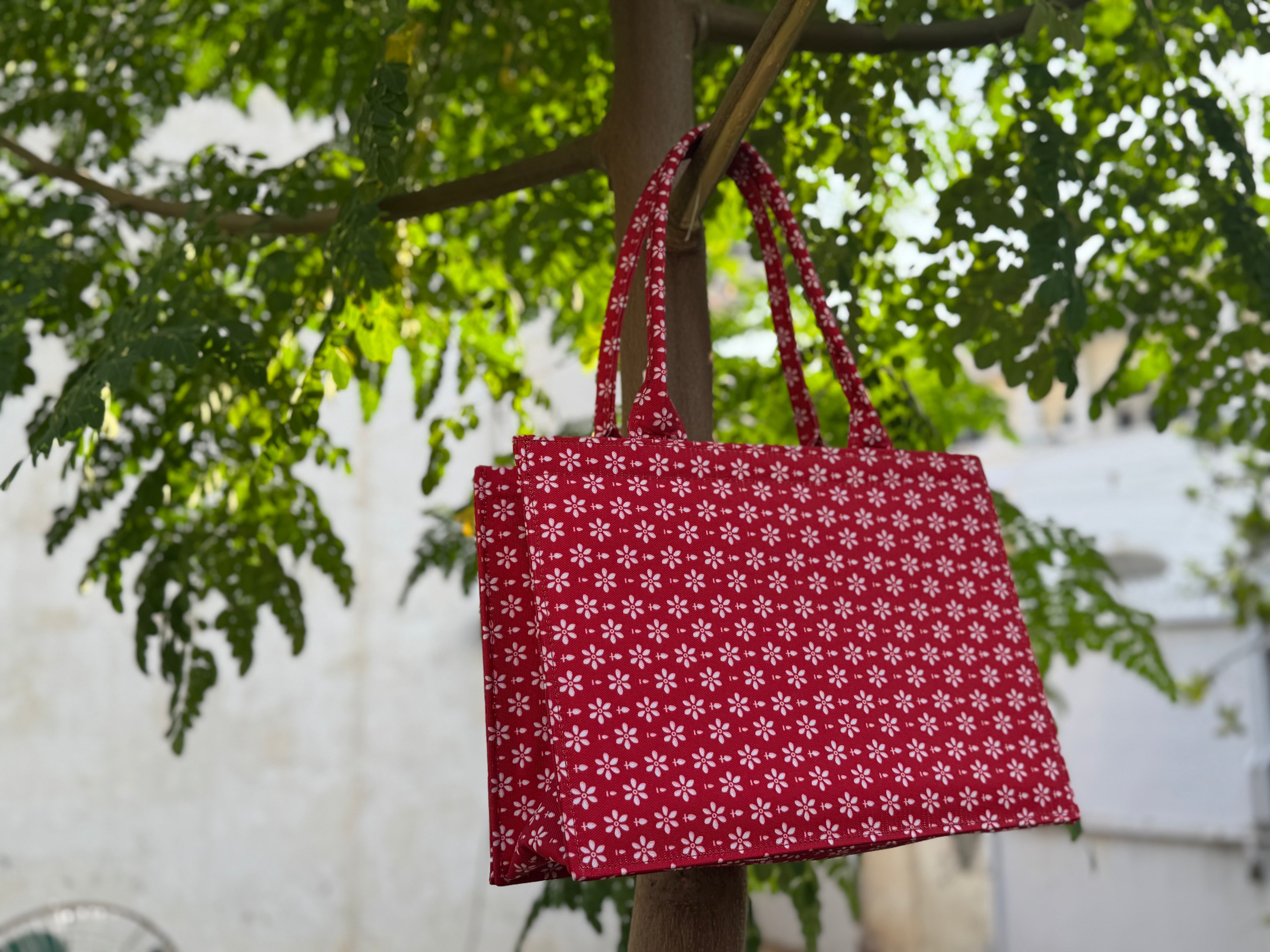 Crimson Bloom Canvas Tote