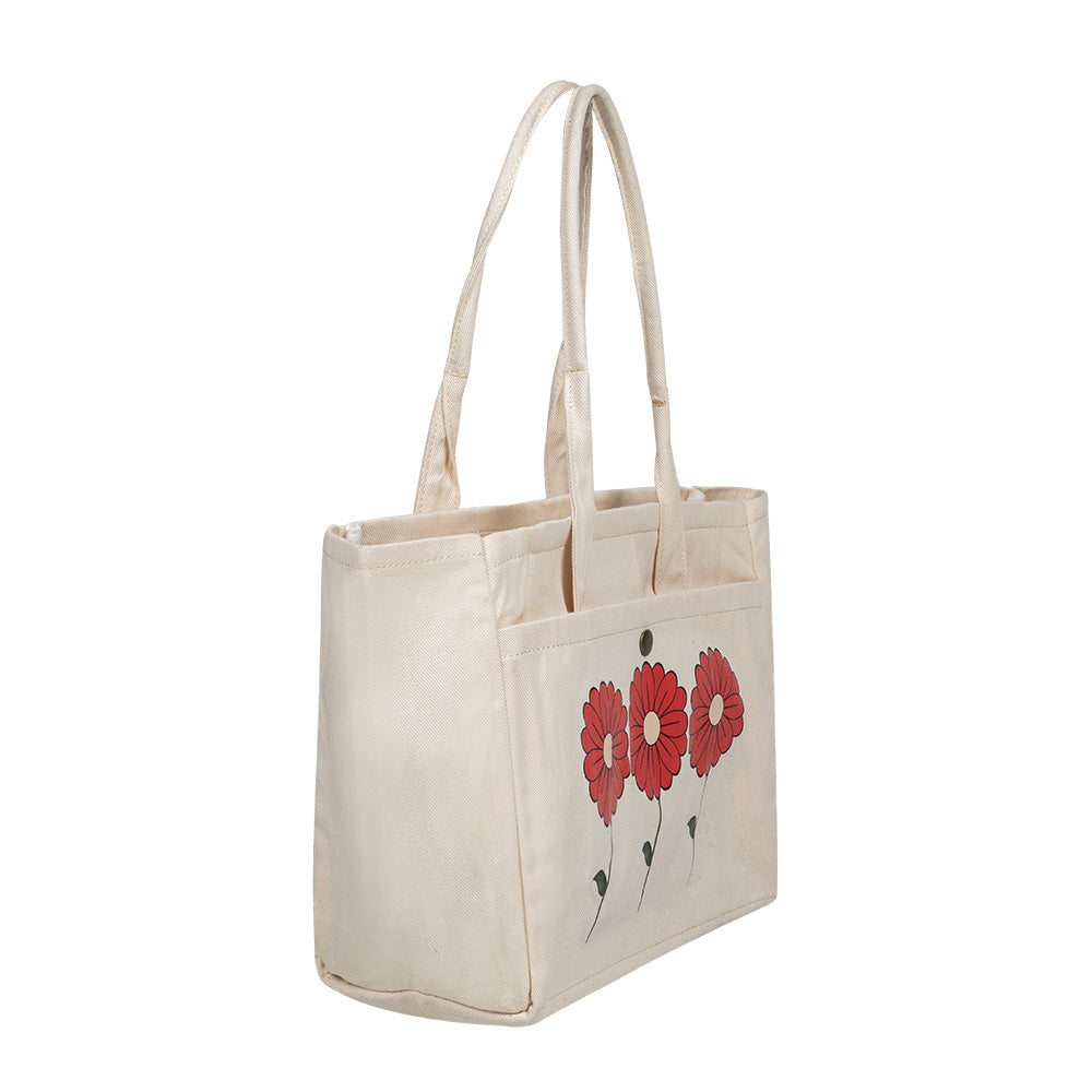 Triple Bloom Canvas Tote Bag