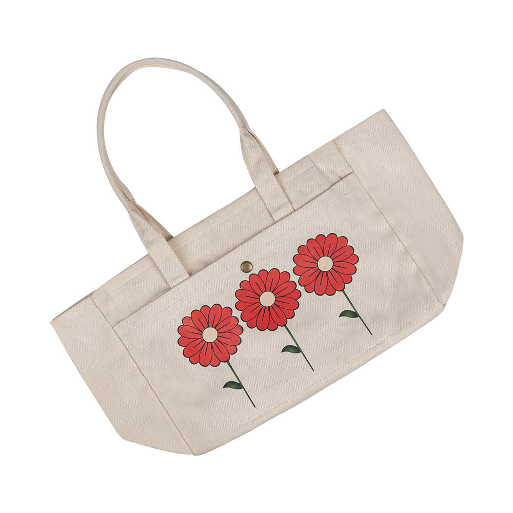 Triple Bloom Canvas Tote Bag