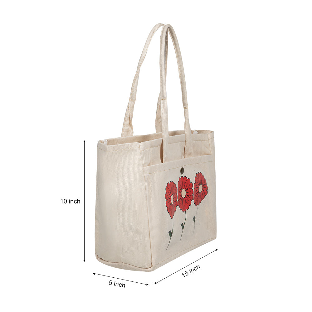 Triple Bloom Canvas Tote Bag