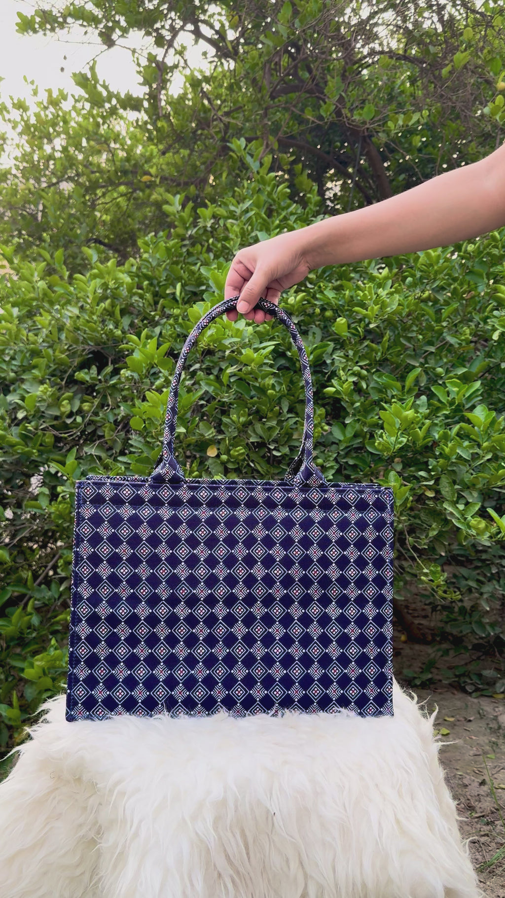 Navy Prism Canvas Tote