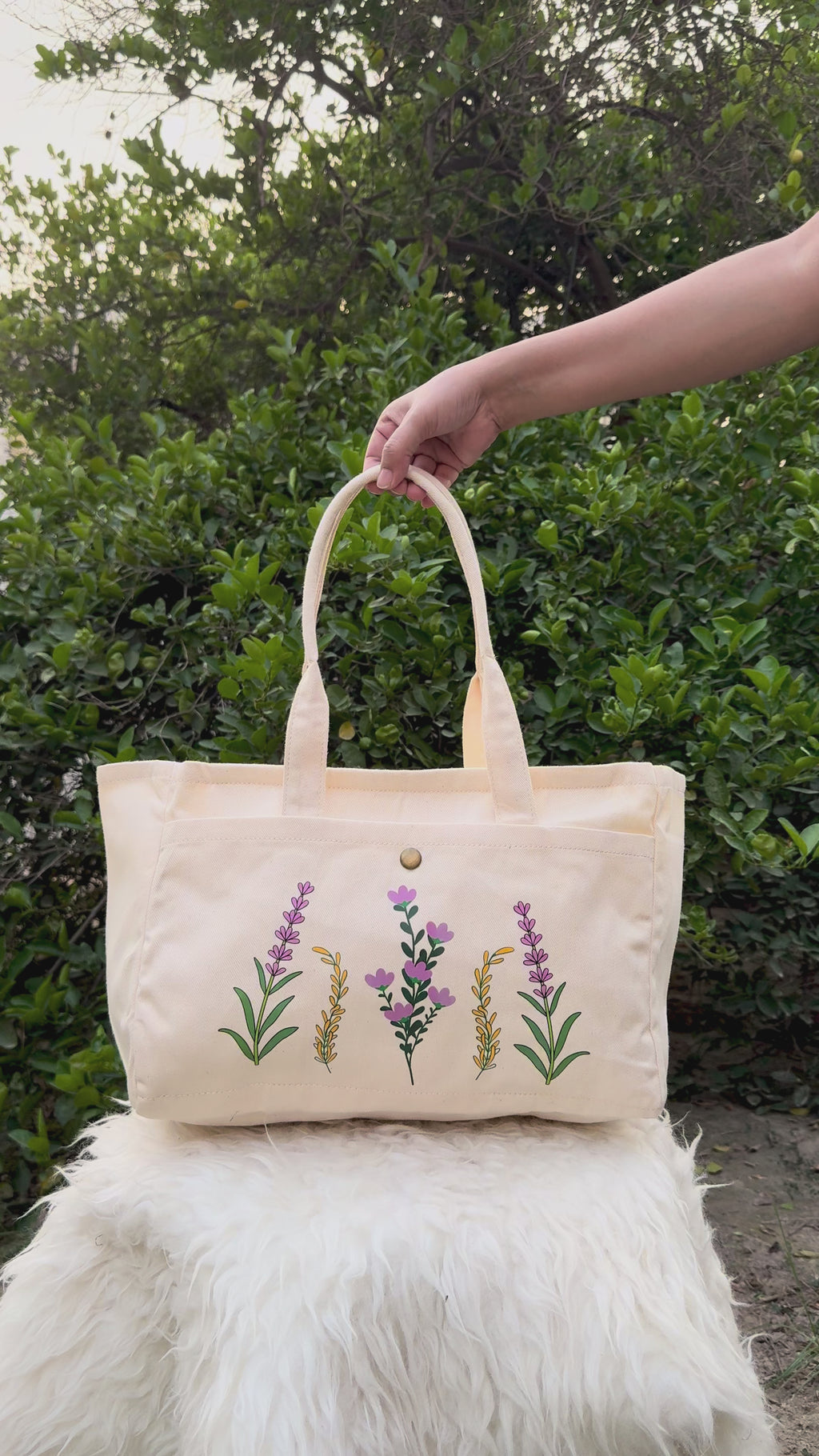 Lavender Bloom Canvas Tote Bag