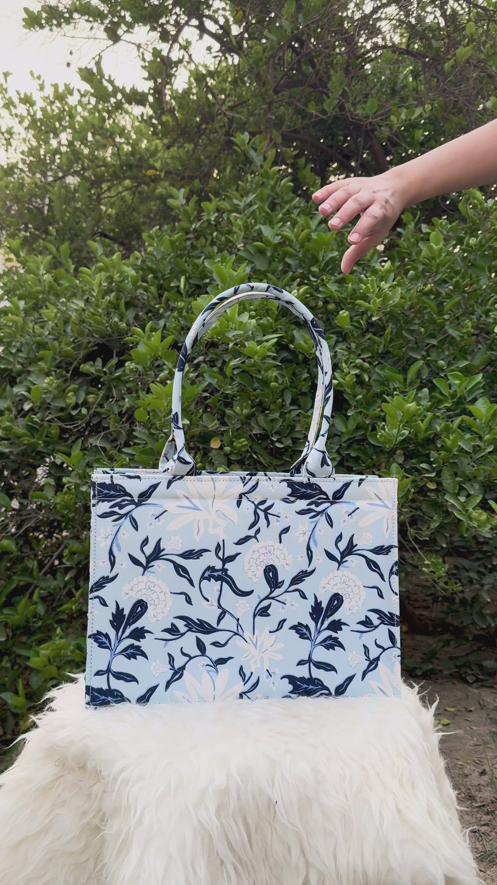 Sky Bloom Canvas Tote