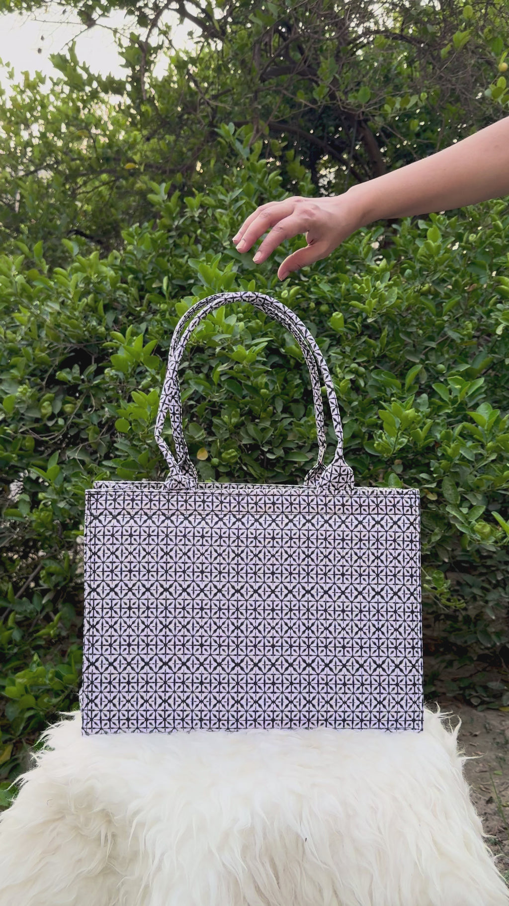 Monochrome Maze Canvas Tote