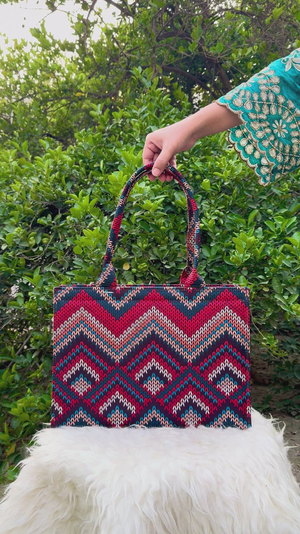 Rustic Wave Canvas Tote