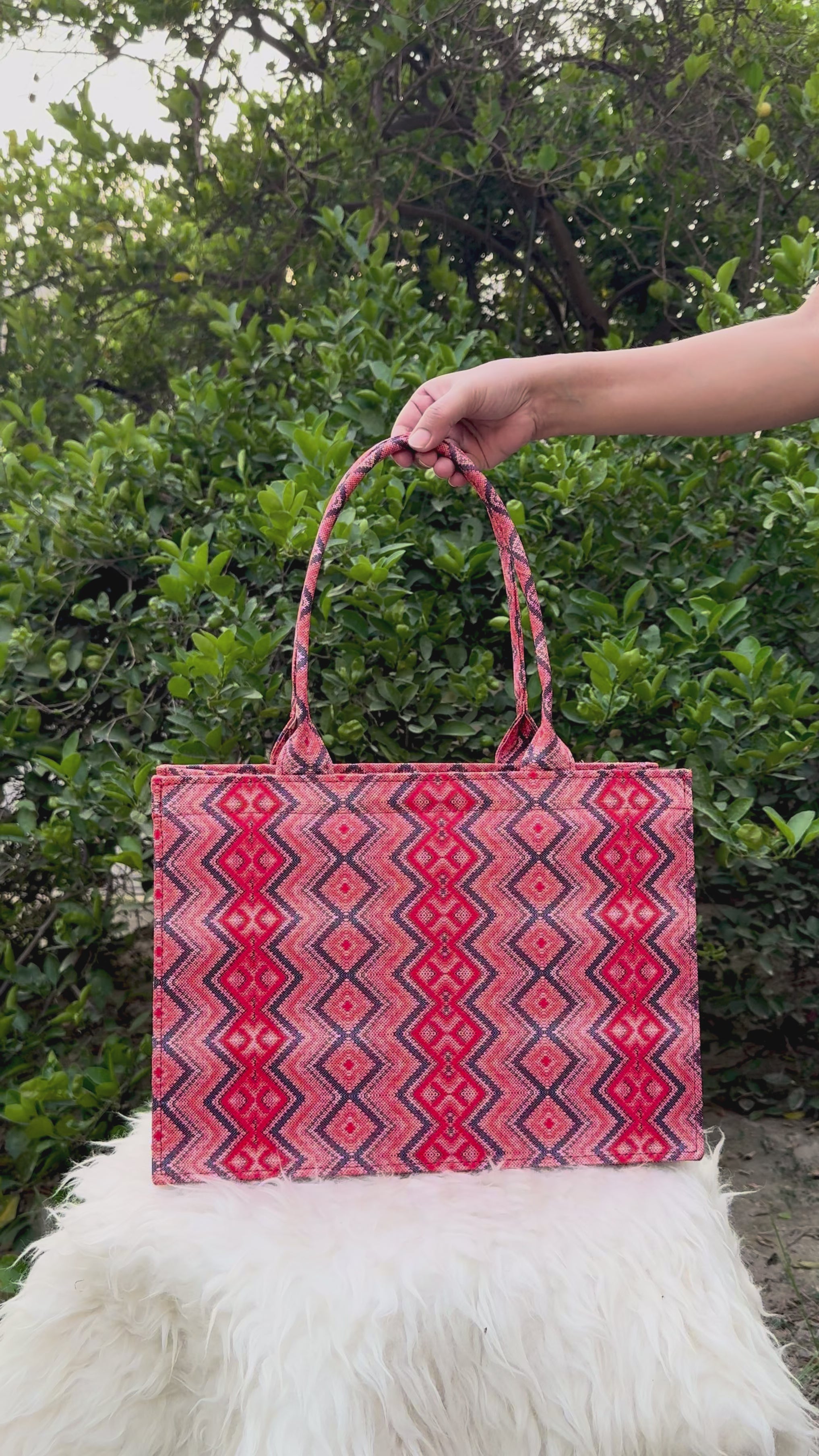 Ember Zigzag Canvas Tote