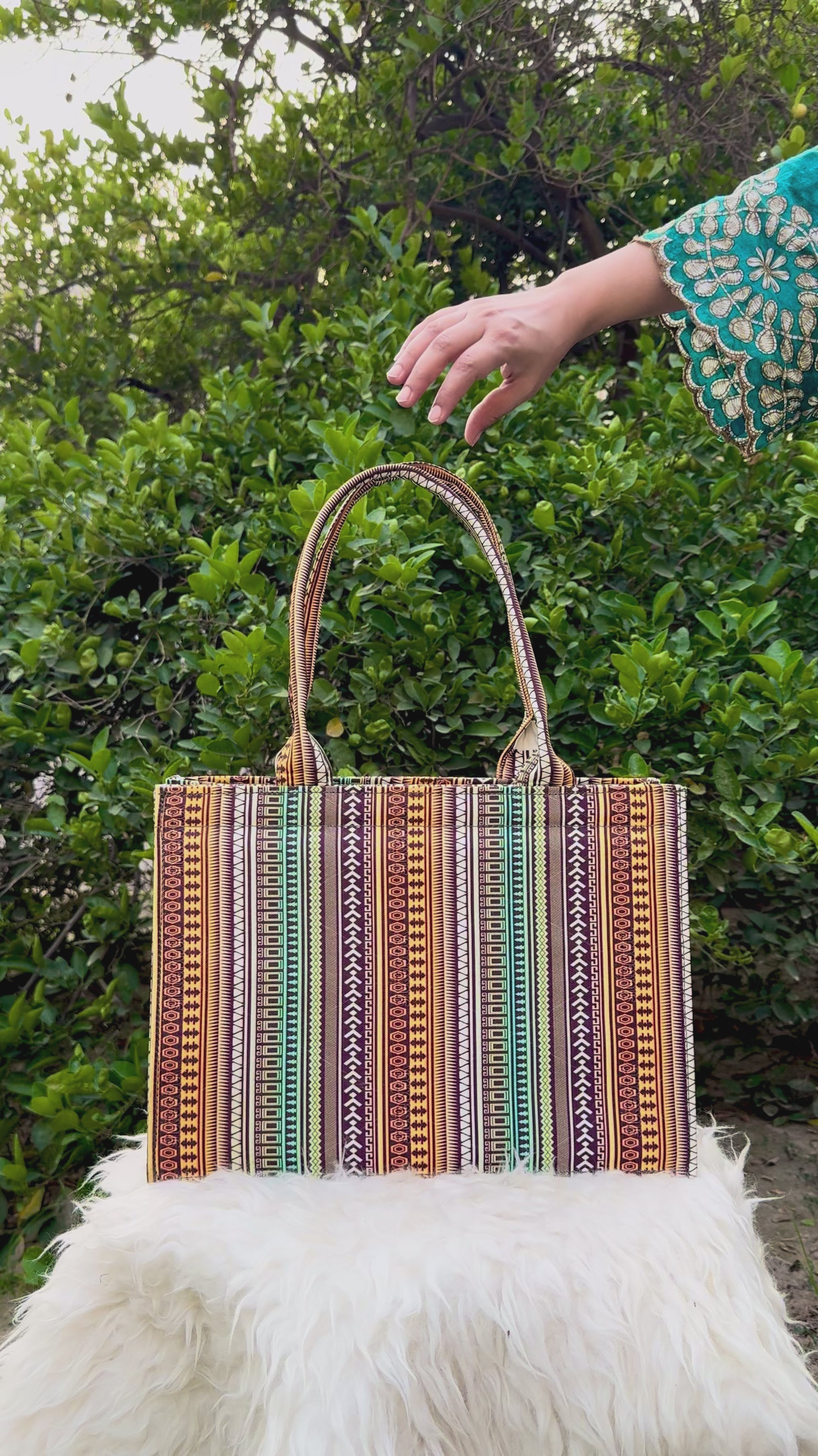 Boho Pattern Canvas Book Tote