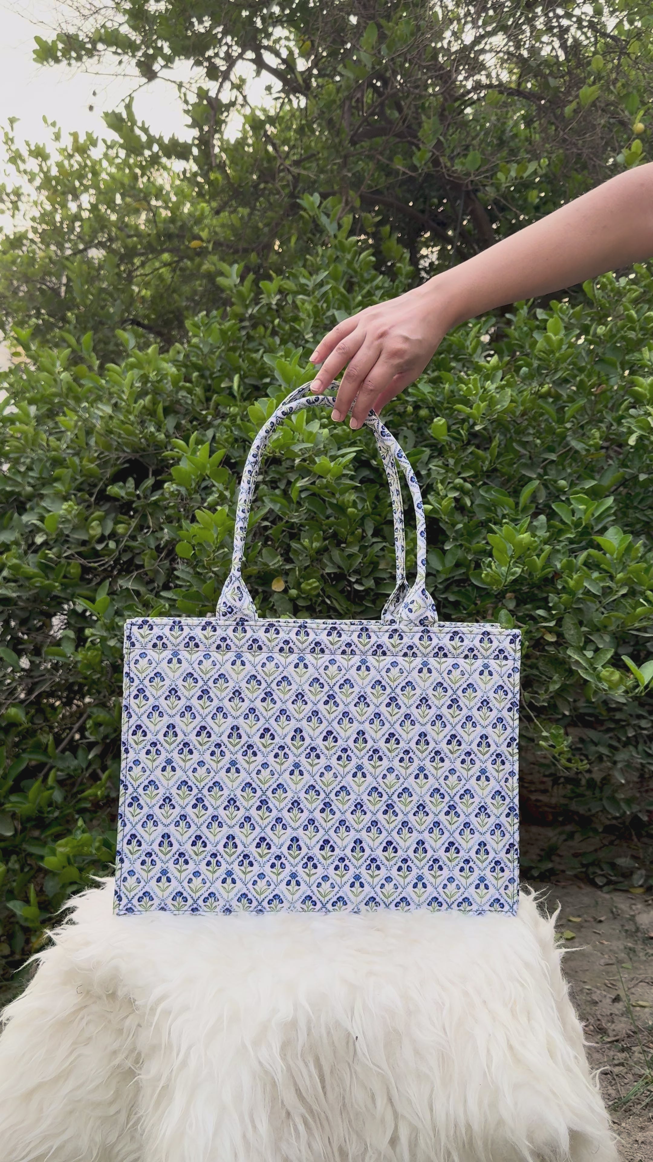 Blue Mosaic Canvas Tote