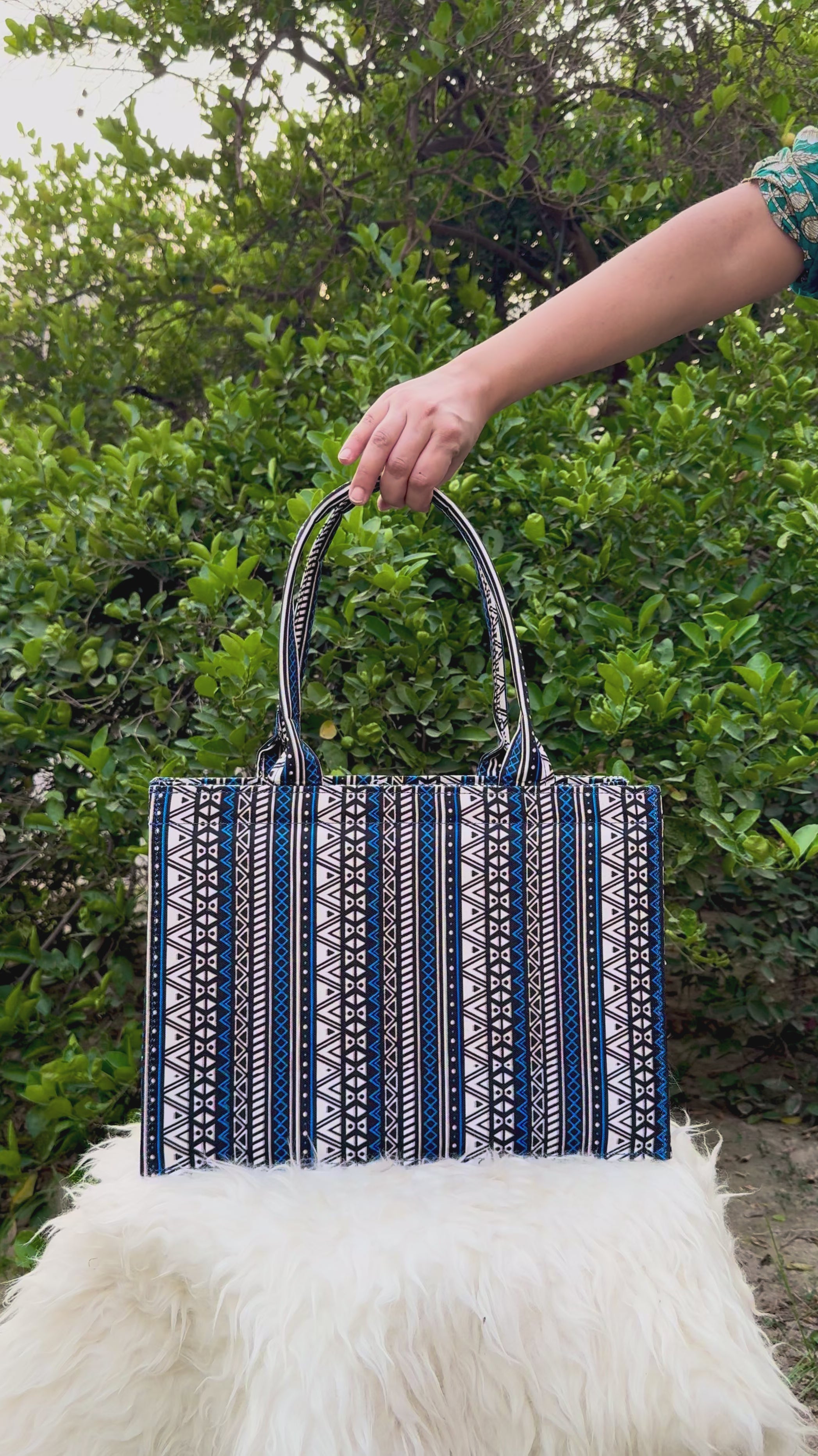Indigo Tribal Canvas Tote