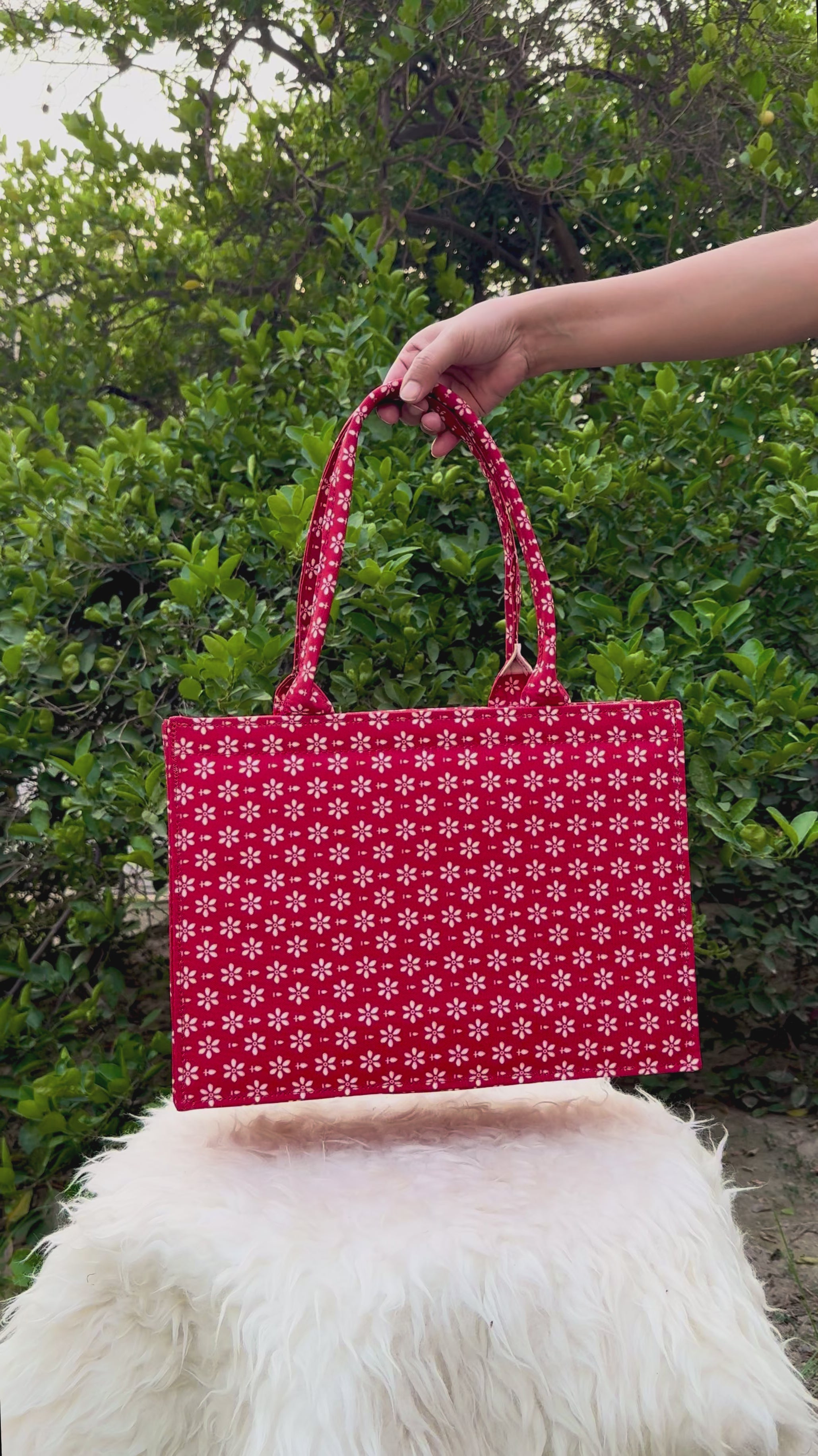 Crimson Bloom Canvas Tote